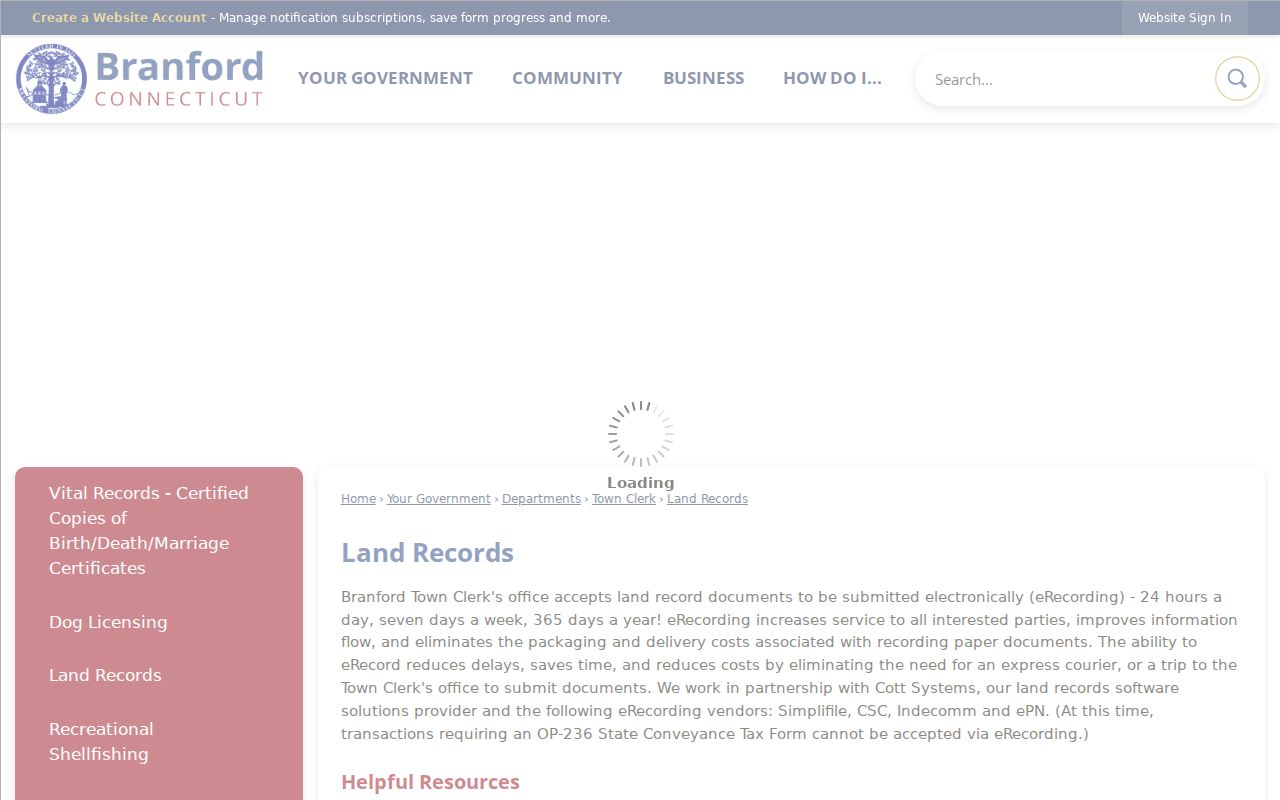 Branford residents directory land records source