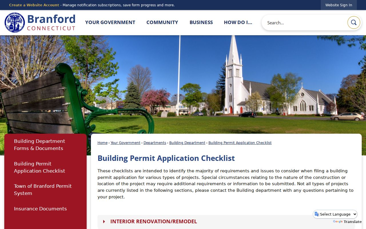 Branford neighbors building permit checklist context