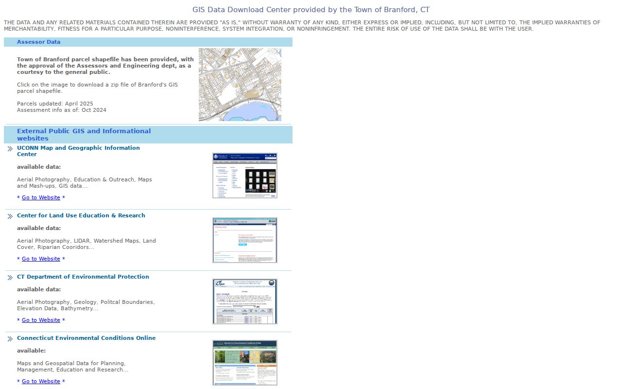 Branford street directory parcel download dates for address records