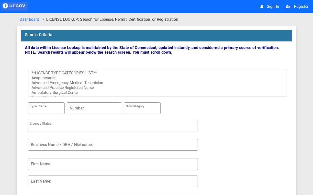 Branford ZIP code directory credential lookup fields