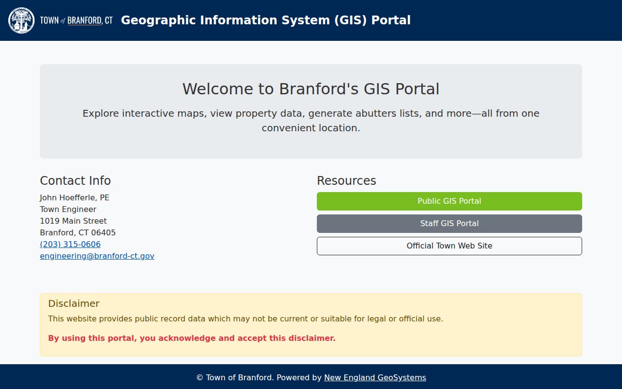 Branford ZIP code directory GIS parcel context